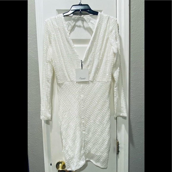 Lumier by Bariano Loved and Lost White Sequin Dress Medium NEW NWT - Picture 2 of 3